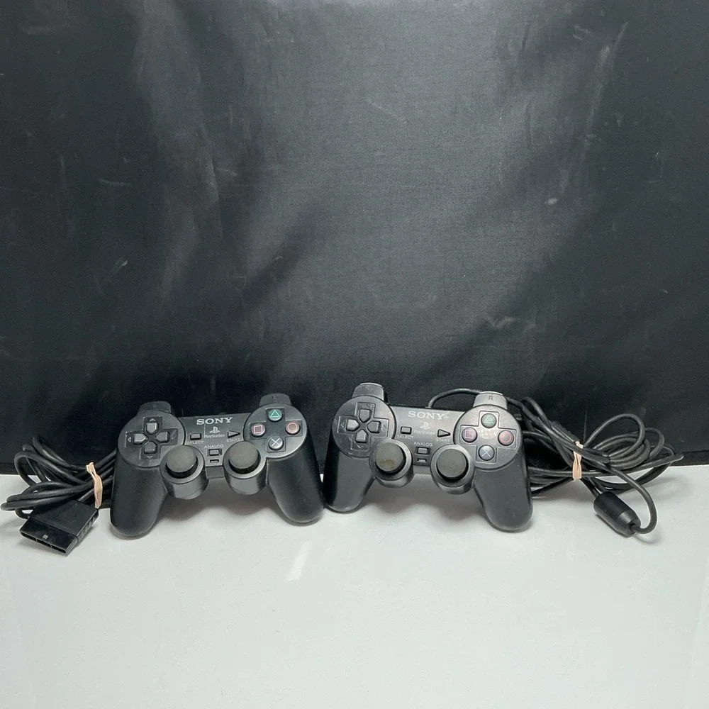 Sony PlayStation 2 DualShock 2 Controller Lot of 2 Black Untested As-Is